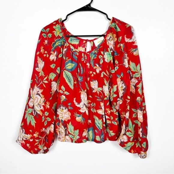 Anthropologie Maeve boho red floral size small - Picture 2 of 7